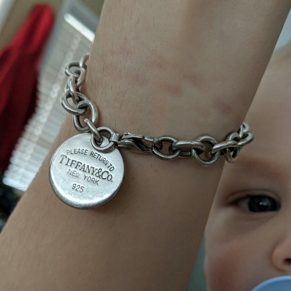 Please Return to Tiffany and Co round tag Bracelet